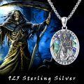 wholesale 925 Sterling Silver Santa Muerte Pendant Necklace for Men Women Catholic Religious Protector Amulets Necklaces-0-1