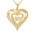 wholesale 925 Sterling Silver Gold 1 CTTW Moissanite Floating Necklace with Twinkle Setting, Double Heart Pendant, Adjustable Chain, Hypoallergenic, Gift Box Included-0-0