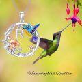 wholesale 925 Sterling Silver Hummingbird & Flower Initial R Pendant Necklaces for Women Girls Alphabet s Letter Charm Chain Accessories Birthday Christmas Present Ideas-0-4