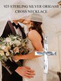 wholesale 925 Sterling Silver Geometric Cross Pendant Necklace for Women - Faith  for Mom Wife Daughter Sister-0-1