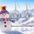 wholesale 925 Sterling Silver Heart-Shaped Snowman Christmas Dangle Earrings Gift for Women-0-5