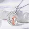 wholesale 925 Sterling Silver Crescent Moon & Star with Cellist Pendant Necklace - Musical Instrument Themed Jewelry for Women-0-1