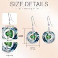 wholesale 925 Sterling Silver Purple Heart & Blue Swarovski Crystals Round Drop Earrings for Women-0-34
