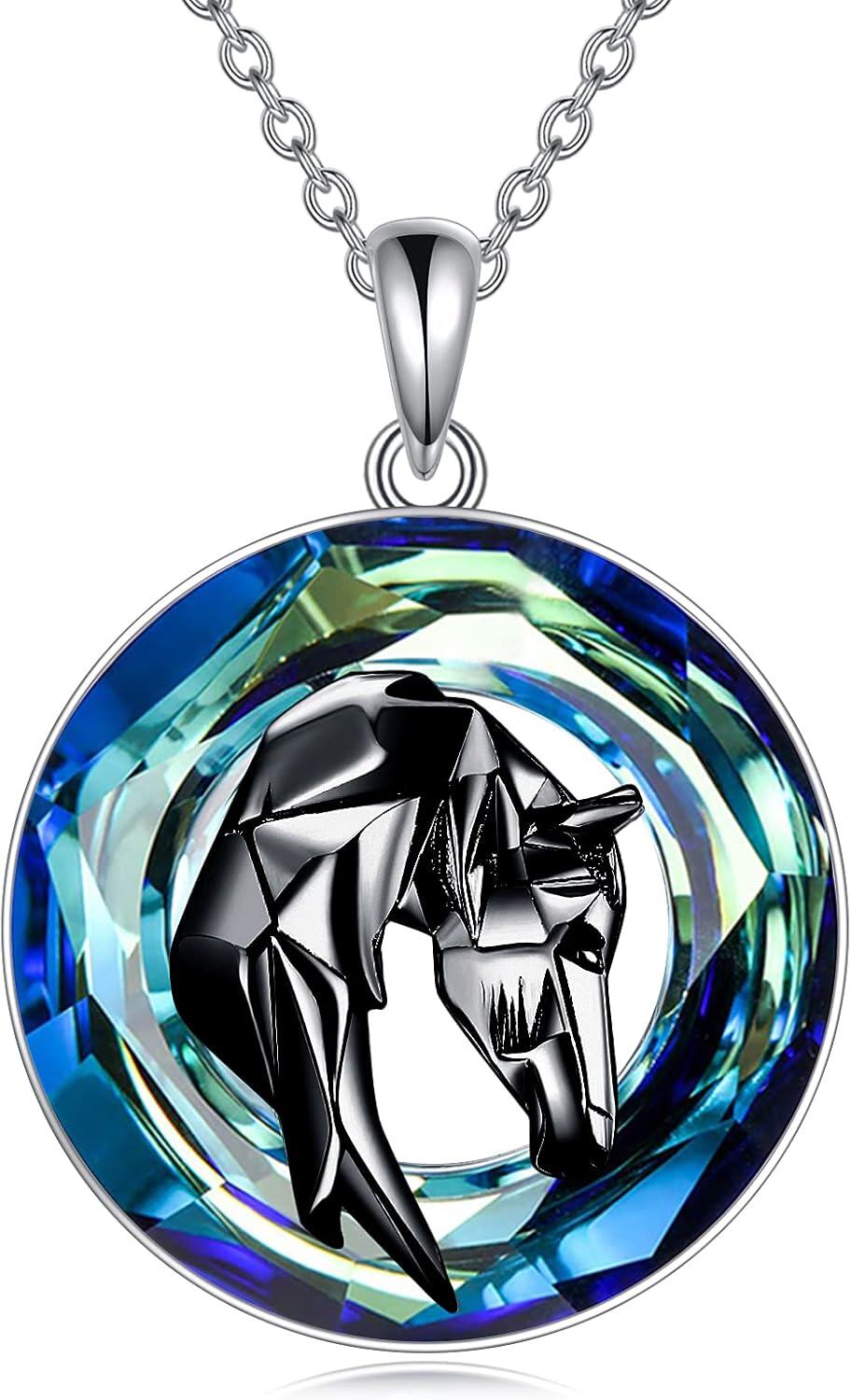 Sterling Silver Origami Horse Pendant Necklace Mother s Day Gifts for Women Wife Girlfriend ( ) -crystal