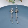 wholesale 925 Sterling Silver & Beads Daisy Flower Tassel Chain Dangle Earrings for Women, Hypoallergenic, Lightweight, Gift Ready-0-3