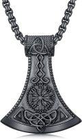 wholesale 925 Sterling Silver Nordic Mjolnir Pendant with Celtic Knots and Vegvisir Compass Design - Viking Thors Hammer Amulet Necklace for Men & Women -0-0