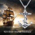 wholesale 925 Sterling Silver Gold-Plated Nautical Anchor Pendant with Evil Eye and Rope Design for Men's Fashion Jewellery-0-1