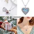 wholesale 925 Sterling Silver Heart Dragonfly Blue Crystal Locket Pendant Necklace For Women-0-4