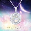 wholesale 925 Sterling Silver Round Opal Photo Frame Pendant Necklace with Stars and Moon Design - Picture Holder s for Women-0-5