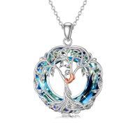 TOUPOP 925 Sterling Silver Tree Of Life Gymnastics Ballerina Necklace Jewelry Gift-undefined