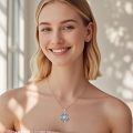 wholesale 925 Sterling Silver Blue Crystal Compass Pendant Necklace with Celtic Knot Design and Mountain Elements-0-1
