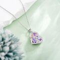 wholesale 925 Sterling Silver Purple Crystal Unicorn Heart-Shaped Pendant Necklace for Women Girls Gifts-0-2