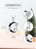 wholesale 925 Sterling Silver Deer Moon Snowflake Pendant Necklace-0-1