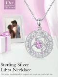 wholesale Sterling Silver White Gold Plated Zodiac Necklace with Birthstone for Women-0-1