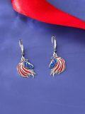 wholesale 925 Sterling Silver Metal Horse Head American Flag Leverback Drop Earrings for Women USA Independence Day-0-1