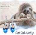 wholesale 925 Sterling Silver Blue Crystal Heart Sloth Drop Earrings-0-4