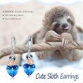 wholesale 925 Sterling Silver Blue Crystal Heart Sloth Drop Earrings-0-4