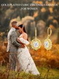 wholesale Gold 925 Sterling Silver Plated Cubic Zirconia Oval Shape Dangle Drop Earrings for Women-0-4