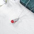 wholesale 925 Sterling Silver Purple Crystal Feather Pendant Necklace s for Women-0-14