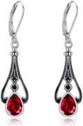 wholesale 925 Sterling Silver Teardrop Red Crystal Gothic Drop Earrings for Women - Halloween s-0-0