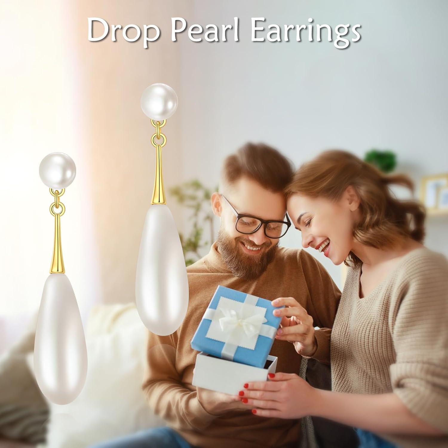Sterling Silver Pearl Dangle Drop Earrings for Women Birthday Gifts-0-3