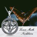 wholesale 925 Sterling Silver Moth Pentagram Necklace with Triple Moon Goddess Celtic Knot Pendant-0-3