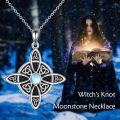 wholesale 925 Sterling Silver Moonstone Celtic Knot Witch's Cross Pendant Necklace for Women - Wicca & Pagan Jewelry-0-5