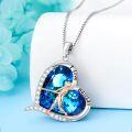 wholesale 925 Sterling Silver Blue Crystal Heart Baseball Player Pendant Necklace-0-3