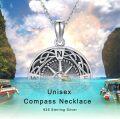 wholesale 925 Sterling Silver Celtic Knot Compass Pendant Necklace with Black Enamel Accents and Chain 45cm Length-0-4