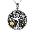wholesale 925 Sterling Silver Tree of Life Sun & Moon Pendant Necklace-0-0