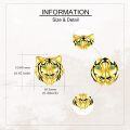 wholesale Gold 925 Sterling Silver Tiger Head Stud Earrings with Green Eyes and Black Stripes-0-2