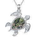 wholesale 925 Sterling Silver Moss Agate Sea Turtle Necklace with Chain for Women Girls Gift 43cm Length-0-0