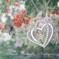 wholesale TOUPOP Butterfly Necklace Sterling Silver Double Heart Pendant Necklace With Butterfly Birthday Christmas Jewelry Gifts For Women -0-1