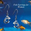wholesale 925 Sterling Silver Gothic Skeleton Shark Fish Hook Drop Dangle Earrings-0-3