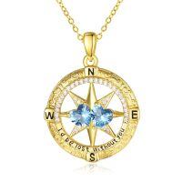 wholesale 925 Sterling Silver Compass Pendant with Birthstones for Women-12-12-Dec-Dec