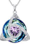 wholesale TOUPOP Celtic Birthstone Necklace For Women 925 Sterling Silver Trinity Knot Triquetra Austria Crystal Pendant Heart Birthstone Jewelry Birthday Anniversary Irish Scottish Gifts For Her Girlfriend -0-0