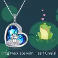 TOUPOP Sterling Silver Crystal Frog Necklace For Women-0-1