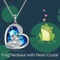 TOUPOP Sterling Silver Crystal Frog Necklace For Women-0-1