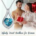 wholesale 925 Sterling Silver 8mm Sapphire Infinity Heart Necklace September Birthstone Gift for Women-0-5