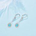 wholesale 925 Sterling Silver Turquoise Teardrop Dangle Earrings with CZ Accents-0-1