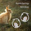 wholesale 925 Sterling Silver Bunny Headphones Hoop Earrings - Cute Small  for Women & Girls-0-3