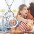 wholesale 925 Sterling Silver Heart Shaped Pendant with Daughter and Father Design - Always My Daughter Forever My Friend Necklace for Mom on Mother's Day Gifts-0-5