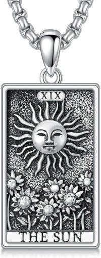 wholesale 925 Sterling Silver The Sun Tarot Pendant Necklace s for Women Men Gifts Jewelry 45cm Chain Length-Sun