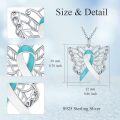 wholesale 925 Sterling Silver Butterfly Ribbon Pendant for Ovarian Cancer Awareness s-0-3