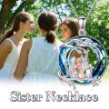 TOUPOP 925 Sterling Silver Sisters Necklace Pendant Jewelry Gift-0-5