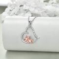 wholesale 925 Sterling Silver Dog in Heart Shape Pendant Necklace with Cubic Zirconia and Engraved I Love You Forever for Women-0-2