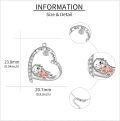 wholesale 925 Sterling Silver Cat and Fish Heart Pendant Necklace with Cubic Zirconia Gifts for Women-0-3