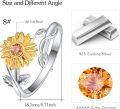wholesale 925 Sterling Silver CZ Sunflower Adjustable Open Band Ring for Women - Gifts-0-2