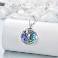 wholesale 925 Sterling Silver Round Pendant with Abalone Shell and Skull Design Necklace-0-1