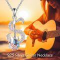 wholesale 925 Sterling Silver Electric Guitar & Music Notes with Labradorite Stone Pendant Necklace s for Women-0-5